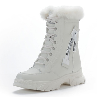 加绒加厚保暖马丁靴子防水防滑厚底短靴 2023新款 中筒雪地靴女冬季