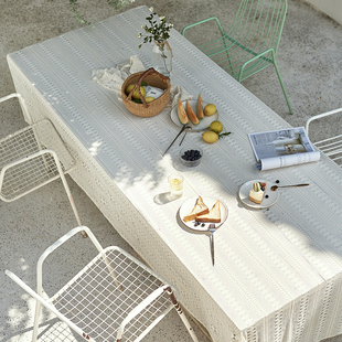 桌布北欧蕾丝布艺白色餐桌布布料长方形镂空家用电视柜布茶几盖布