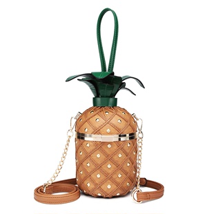 小挎包菠萝型包锁扣链条包铆钉拼接包 女包包单肩斜挎个性 特色新款