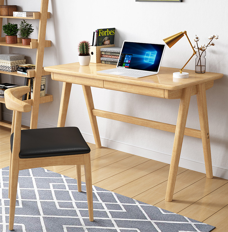 电脑桌经济型简易写字台办公桌子 家用实木书桌学生写字桌简约台式
