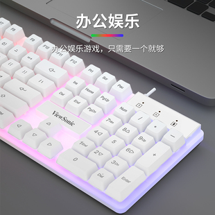 游戏办公用 发光笔记本电脑台式 优派键盘机械手感键盘鼠标套装