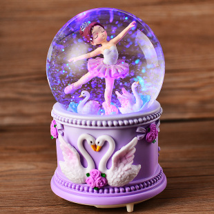 芭蕾舞水晶球音乐盒八音盒可旋转飘雪花生日礼物女孩儿童女生女童