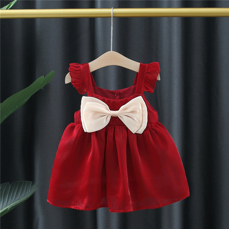 女宝宝夏装 婴儿0一3岁小童装 吊带连衣裙2024新款 纯色女童裙子 无袖