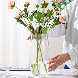 饰 简约轻奢玻璃花瓶摆件透明客厅创意水培插花鲜花芍药玫瑰百合装