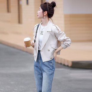 短款 韩系风衣外套女春秋2023年新款 设计感减龄休闲大衣 小个子时尚
