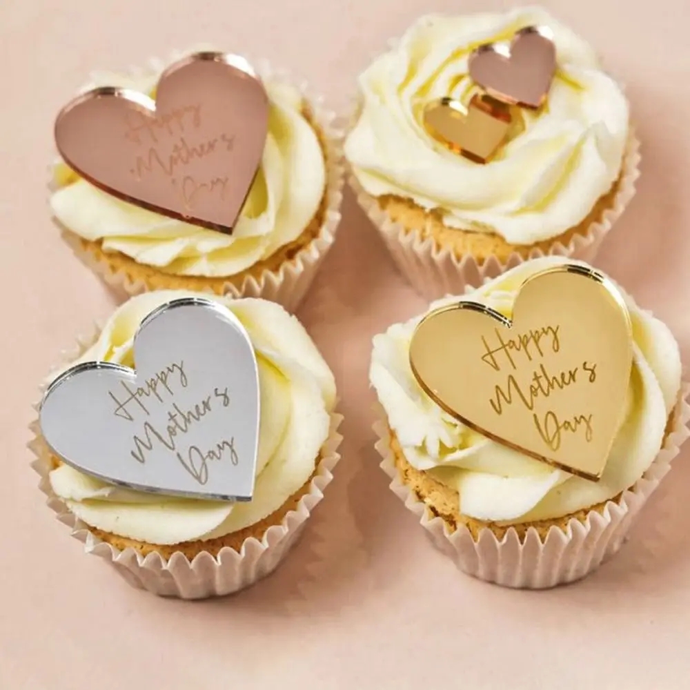 10PCS Day Label Cupcake Mothers Round Discs Happy Love Cake