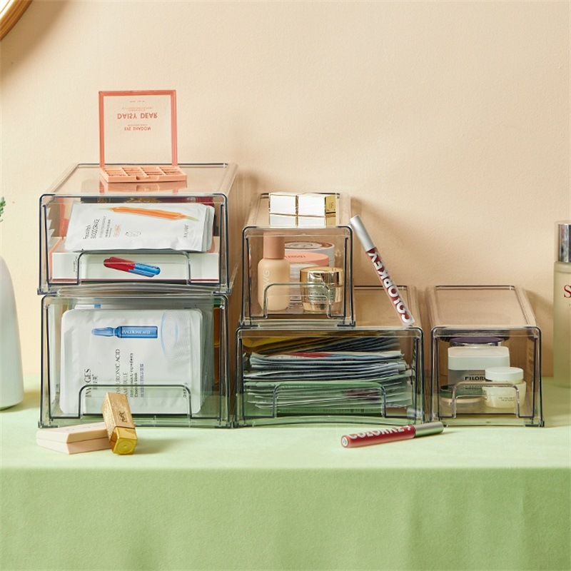 整理盒 面膜收纳盒桌面化妆品护肤品家用宿舍杂物透明亚克力抽屉式