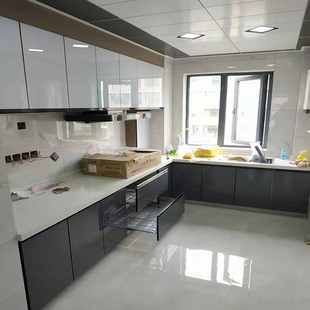 厨房橱柜门板定做3C钢化玻璃晶钢门板隐边厨房灶台地柜吊柜精钢门
