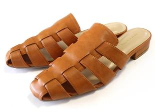 日本正品 罗马凉鞋 日系包头T型编织袋镂空深口套脚后空女鞋 代购