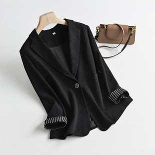 黑色小西服小个子外套 新款 八分袖 修身 2024春秋季 乔妮塔品牌女装