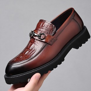 真皮皮鞋 鳄鱼纹商务正装 英伦男子休闲鞋 高品质青中年男式 男式 男鞋