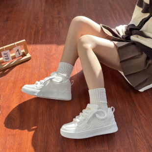 子 女ins脏辫休闲厚底小众面包加绒滑板新款 韩版 小白鞋 鞋 2023冬季