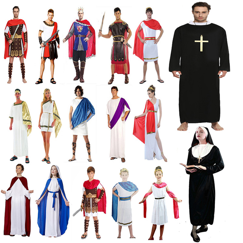 成人罗马武士男牧师服圣母角斗士神父演出服装 万圣节修女服装