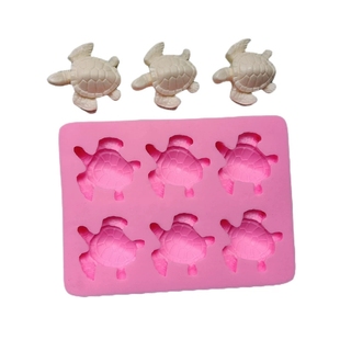 6连乌龟海龟金钱龟动物翻糖硅胶模具diy蛋糕装 饰烘焙香薰石膏蜡烛