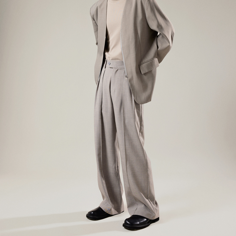 三木公白 日系高腰直筒裤 男垂感高级 小众设计感 冷淡风单褶西服裤