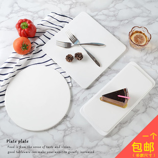 摆盘寿司盘 陶瓷西餐平板烘焙餐具正方盘蛋糕盘子长方平盘日式