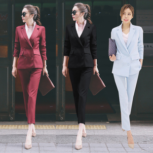套装 修身 气质两件套 2020新款 显瘦时尚 小西服韩版 职业白领女士西装