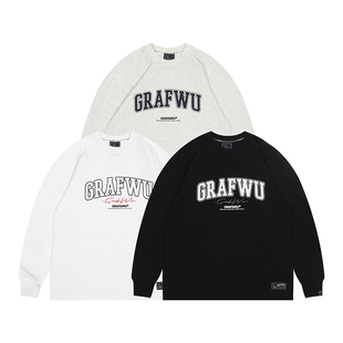 GRAF原创品牌 简约利落 T恤 全印花弧形基础字母街头重磅棉长袖