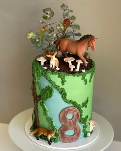 儿童卡通森系动物世界兔马创意定制动物奶油生日蛋糕上海同城配送