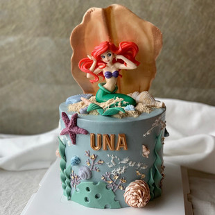迪士尼小美人鱼海底世界梦幻女孩公主定制动物奶油生日蛋糕上海