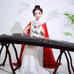 女大童古筝演出服儿童高端考级古典汉服中国风弹民乐演奏礼服长裙