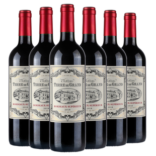 进口超级波尔多AOC特雷城堡干红葡萄酒整箱六支 法国红酒原瓶原装