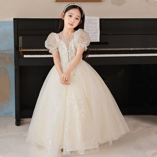 小女孩生日红毯公主长裙大提琴钢琴演奏儿童主持唱歌晚会礼服端庄