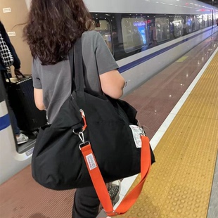 折叠便携旅行包手提单肩斜挎防水可套拉杆箱大容量衣物行李袋 日式