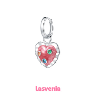 耳环耳钉耳夹女 甜酷小众设计新款 Lasvenia楽斯红色爱心个性