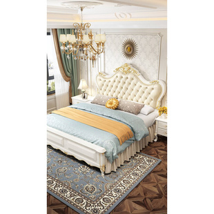 1床.8米现代简约白色实木床主卧婚床轻奢双人床公主床储物床 欧式