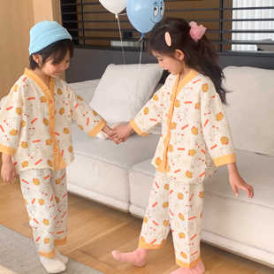 新款 云朵棉儿童家居服套装 睡衣宝宝空调服两件套 女童薄款
