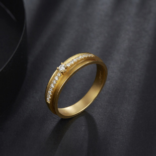 女戒 宝创集古法工艺18K黄金镶钻石戒指女镶碎钻指环婚戒复古时尚