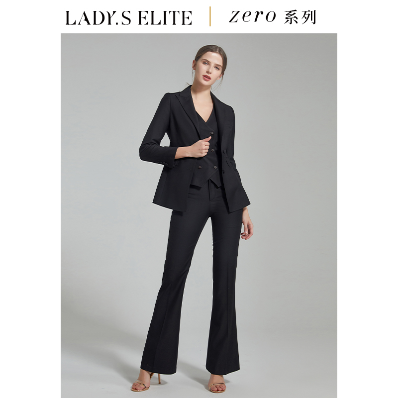 LadySElite钢琴黑戗驳领西装 显瘦西装 修身 三件套女2024春夏新款