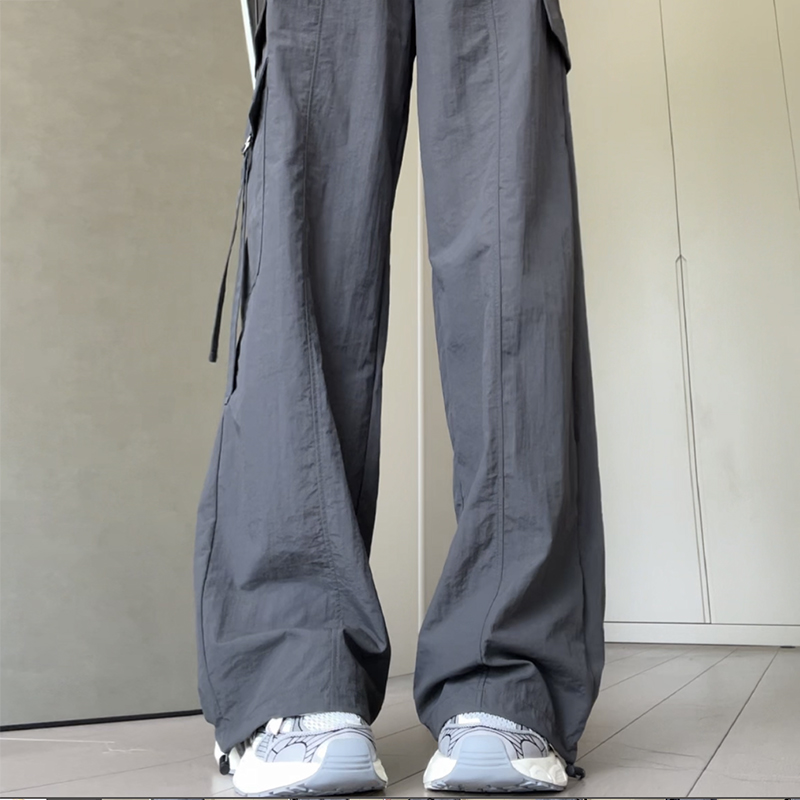 休闲灰色运动裤 子 美式 女夏季 工装 宽松直筒小个子阔腿裤 2024新款 裤