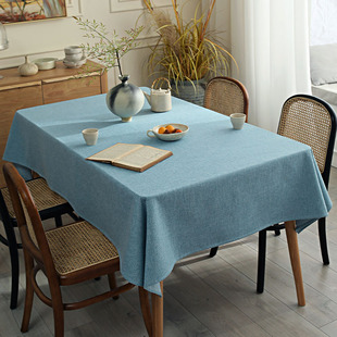 纯色布艺桌布布料棉麻加厚轻奢风茶几布亚麻素色餐桌布长方形台布