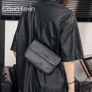 Cavid Kevin欧洲复古单肩包男包休闲斜挎包真皮背包时尚 青年方包