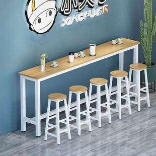 靠墙吧台桌简约家用餐桌窄桌子长条桌高脚桌奶茶店桌椅组合靠墙桌