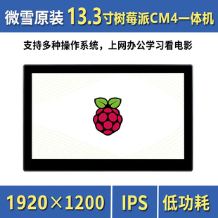 微雪 一体机平板 电脑 13.3寸树莓派CM4显示屏 IPS 电容触控屏