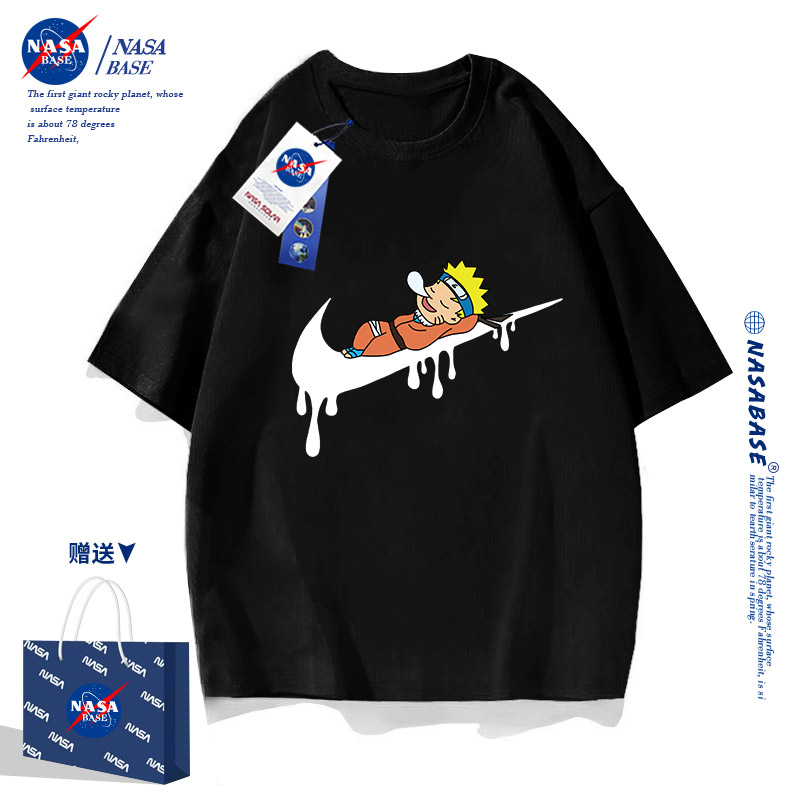 上衣 新款 纯棉半袖 圆领体恤打底衫 t恤男潮牌2024夏季 NASA联名短袖