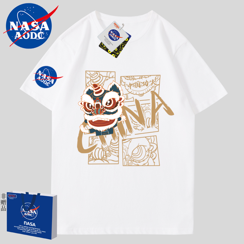 NASAAODC联名美式 重磅纯棉短袖 t恤男女纯白色体恤oversize打底衫