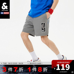 JackJones杰克琼斯奥特莱斯NBA联名夏季 潮流logo装 饰运动休闲短裤