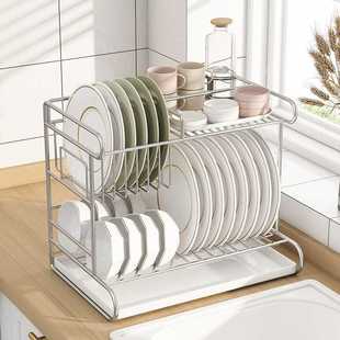 304不锈钢沥水碗架厨房家用台面水槽晾放碗碟收纳碗柜盘子置物架