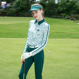 春秋ZG6高尔夫女装 弹力T恤墨绿长裤 女士球衣速干显瘦长袖 子 球服装