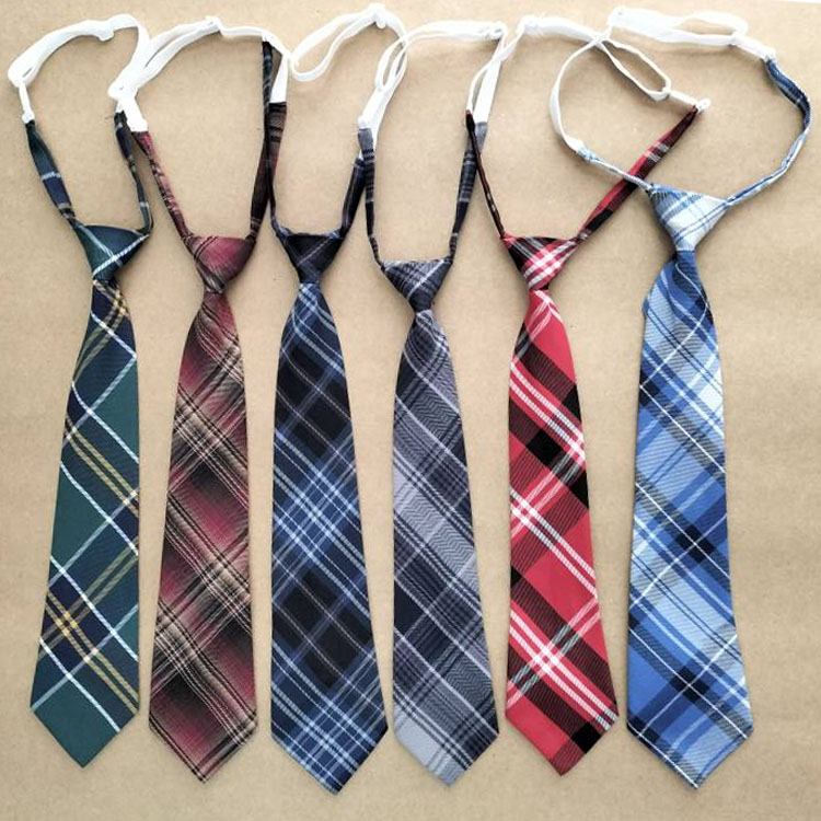学院风懒人免打松紧学生班服领带 可以定做随意长度JK男女格子同款