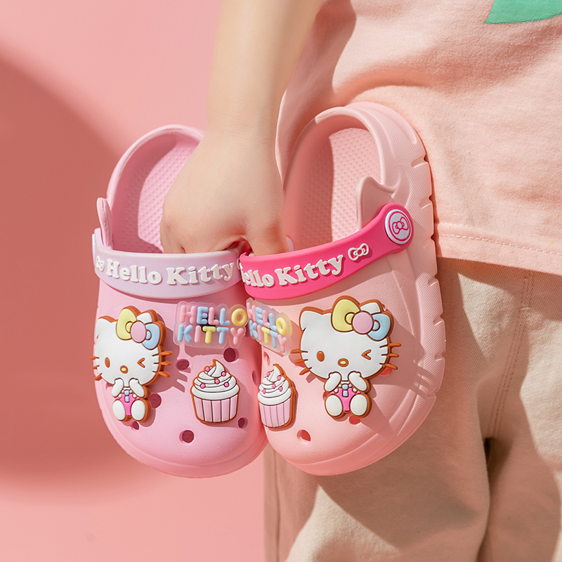HELLO 包头防滑家居卡通凉拖鞋 夏季 KITTY凯蒂猫小女孩儿童洞洞鞋