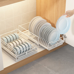 碗碟收纳架子篮N屉置盘沥水滑轨碗物 橱柜内抽拉式 厨房拉抽免安装