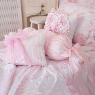 高档沙发床头长条枕孕妇腰枕粉色公主蝴M蝶结糖果枕抱枕靠垫靠