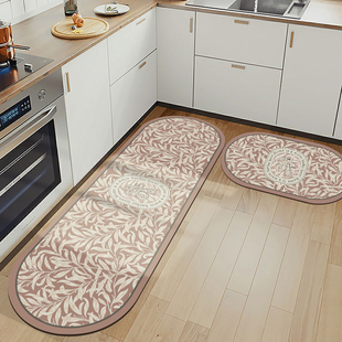 长条厨房地垫防滑防油可擦免洗脚垫皮革垫子防水厨房专用地毯 美式