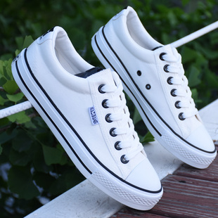 男生布鞋 夏季 休闲鞋 帆布鞋 白色情侣款 透气板鞋 单鞋 子 韩版 子小白鞋