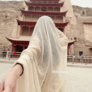 棉麻丝巾围巾 民族风大西北敦煌新疆旅游沙漠穿搭超大防晒头巾薄款